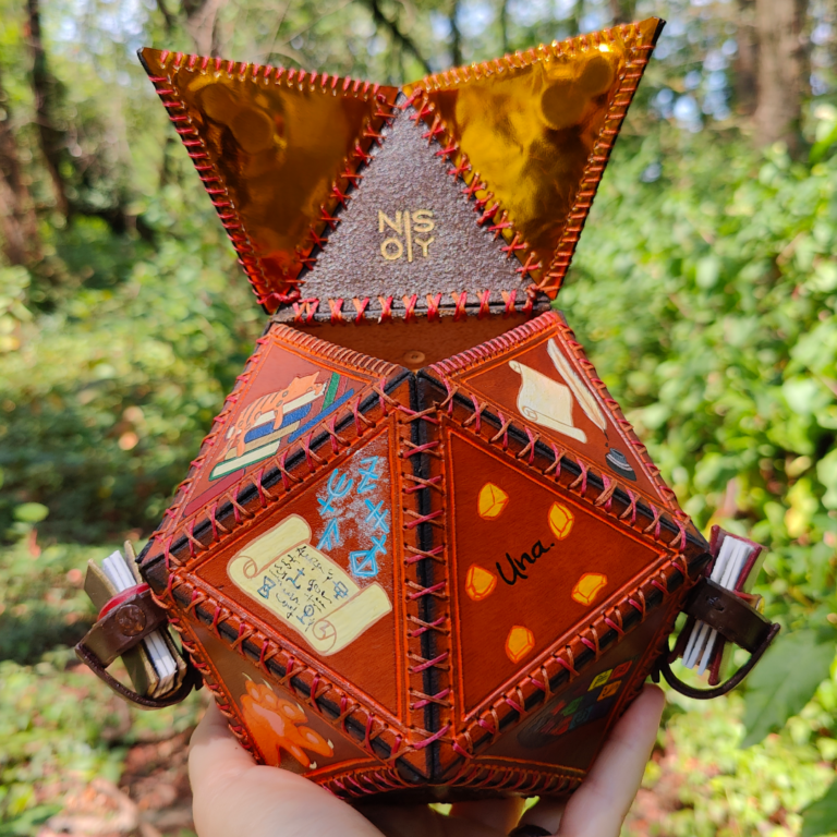 Leather dice bag inspired by Caleb Widogast
