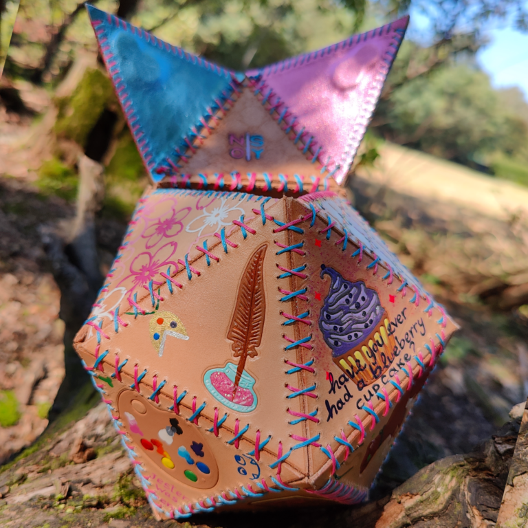 Leather dice bag inspired by Jester Lavorre.